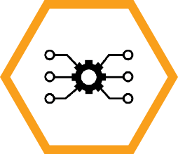 Icon of circuity to signify the design and specification of specialized industrial automation solutions.